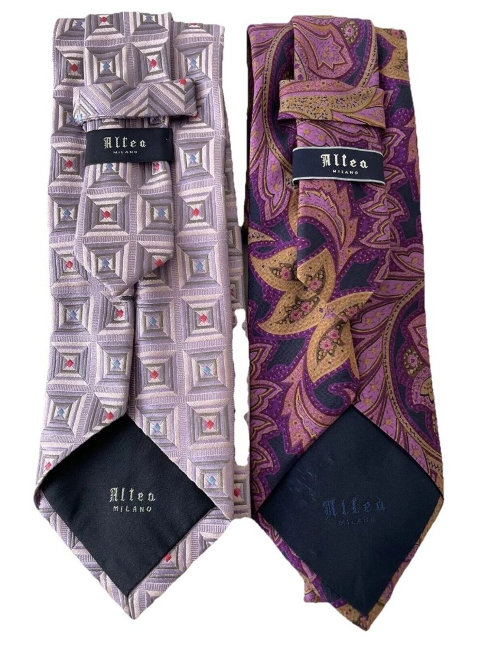 SALE! 2 ALTEA MILANO NECK TIES 100% Silk Tie Made in Italy (Lot of 2)